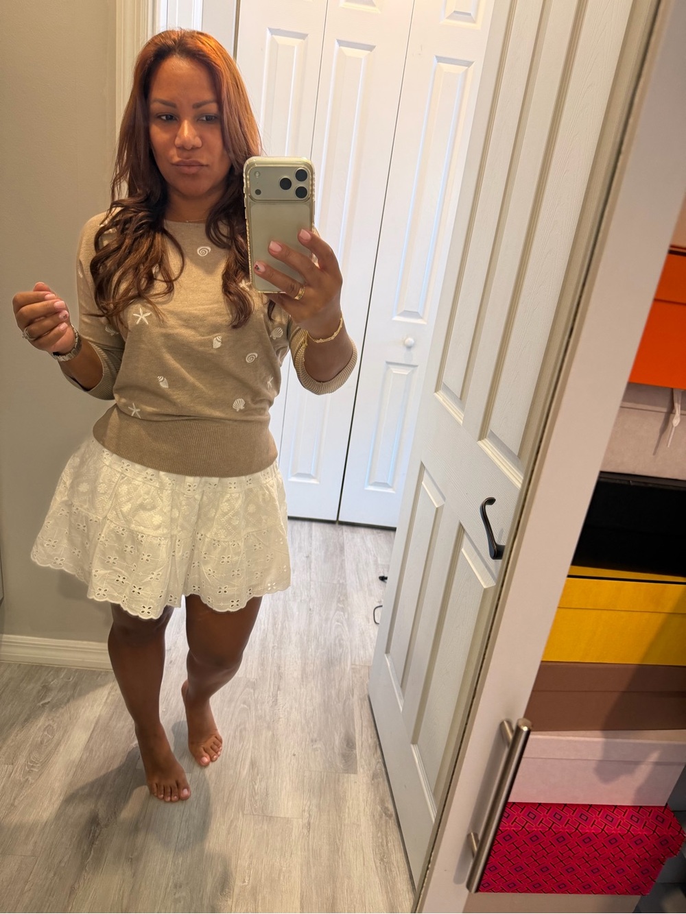 Women's White Eyelet Mini Skirt